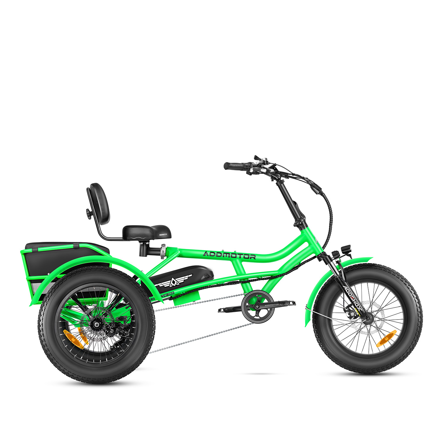 Addmotor Arisetan semi-recumbent e trike in green